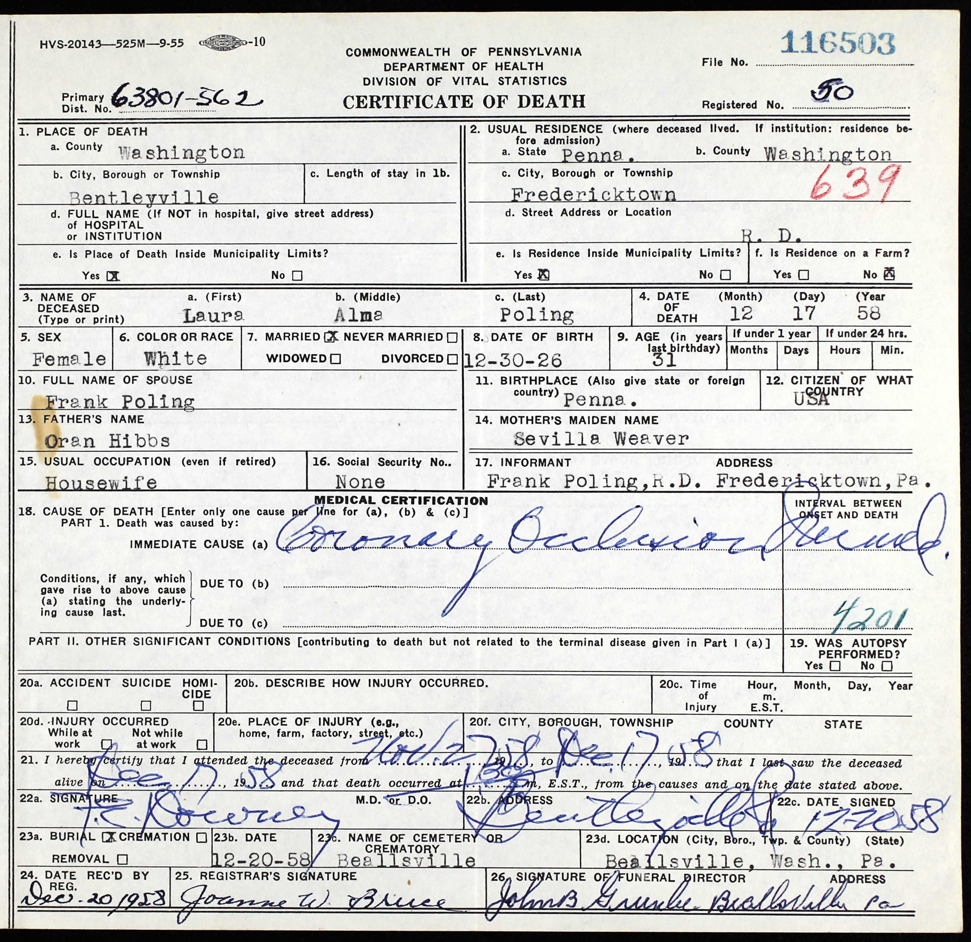 death certificate